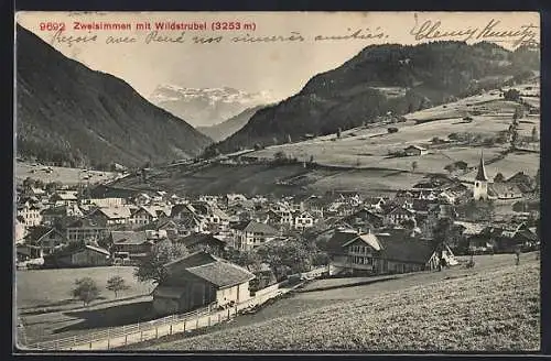 AK Zweisimmen, Ortsansicht mit Wildstrubel