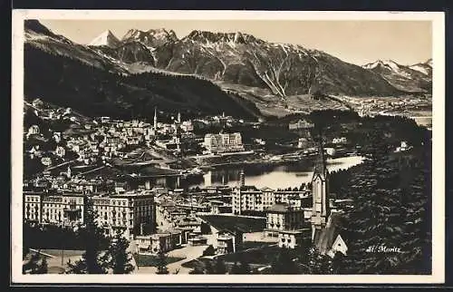 AK St. Moritz, Ortsansicht aus der Vogelschau