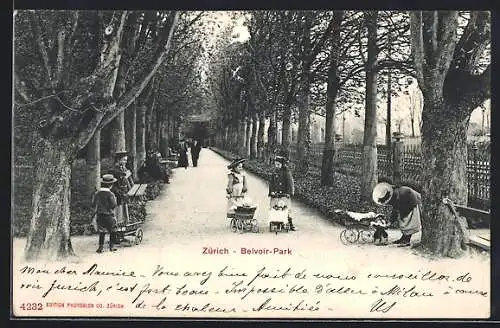 AK Zürich, Belvoir-Park mit Kindern