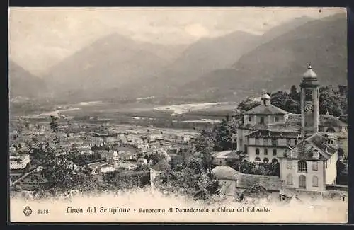 AK Domodossola, Panorama di Domodossola e Chiesa del Calvario