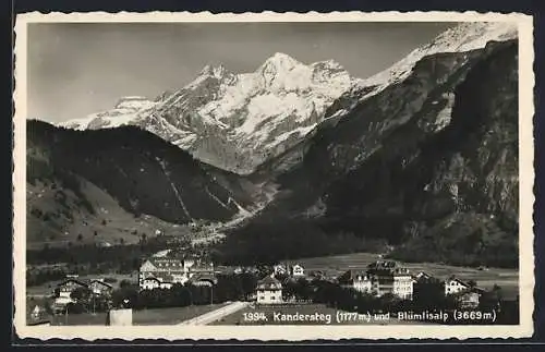 AK Kandersteg, Ortsansicht mit Blümlisalp