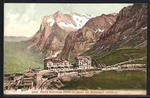 AK Kleine Scheidegg, Ortsansicht gegen das Wetterhorn