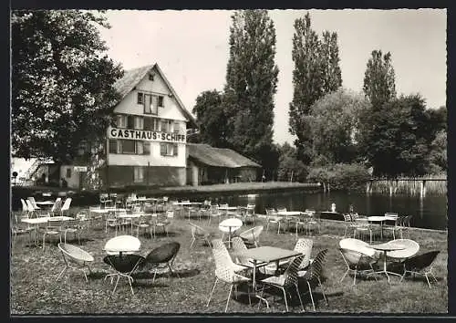 AK Altnau am Bodensee, Gasthaus zum Schiff, Gartenansicht mit Gewässer