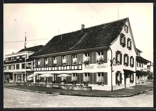 AK Adliswil /Zürich, Gasthof Krone Streuli-Spengler von der Strasse aus