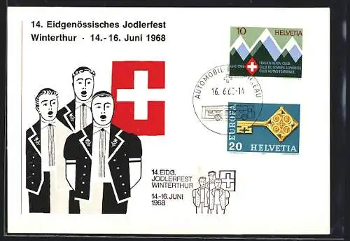 AK Winterthur, Eidgenössisches Jodlerfest 1968, Jodler vor Schweizer Kreuz