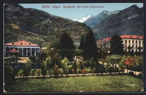 AK Ragaz, Kurgarten mit Hotel Quellenhof