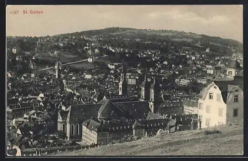 AK St. Gallen, Ortsansicht von einer Anhöhe aus