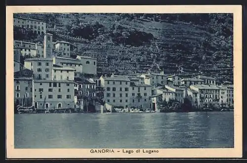 AK Gandria /Lago di Lugano, Ortsansicht vom Wasser aus