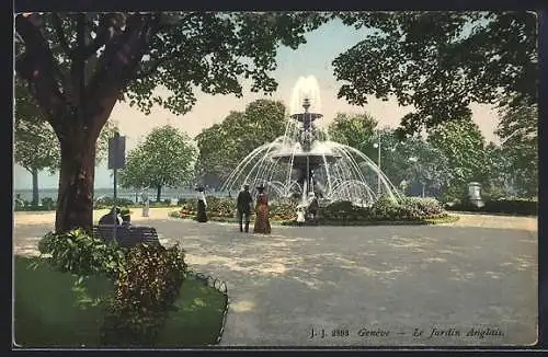 AK Genève, Le Jardin Anglais, Fontaine