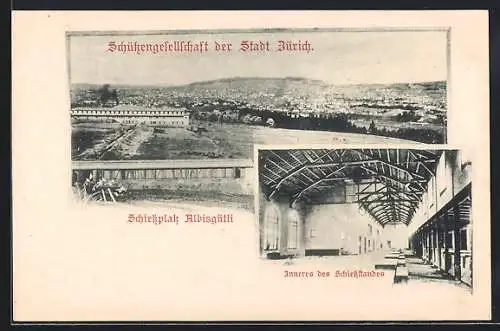 AK Zürich, Schützengesellschaft der Stadt Zürich, Schiessplatz Albisgütli, Inneres des Schiessstandes