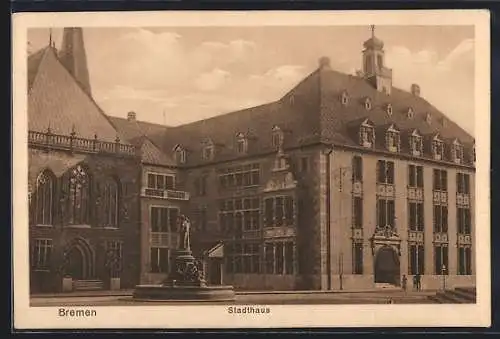 AK Bremen, Stadthaus mit Brunnen