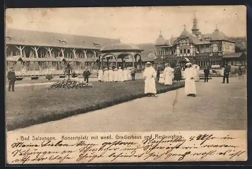 AK Bad Salzungen, Konzertplatz mit westl. Gradierhaus und Restauration