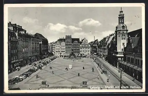 AK Leipzig, Markt mit altem Rathaus