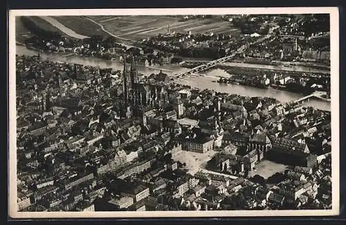 AK Regensburg, Totalansicht vom Flugzeug aus