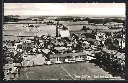 AK Teisendorf /Obb., Sportplatz mit Kirche