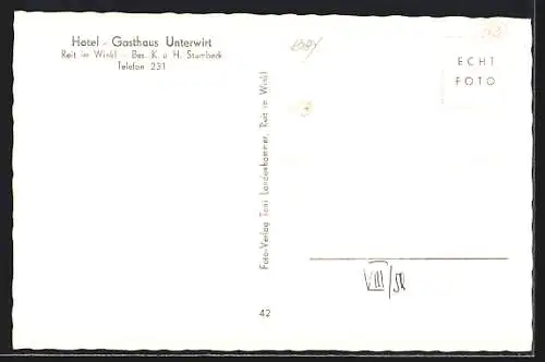 AK Reit im Winkl, Hotel Gasthaus Unterwirt von K. u. H. Stumbeck
