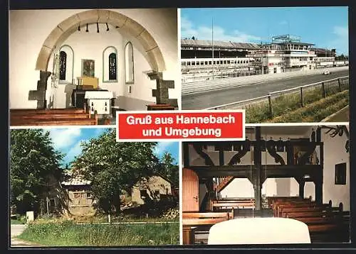 AK Hannebach /Eifel, Kircheninneres, Auto-Rennstrecke, altes, verfallenes Gebäude