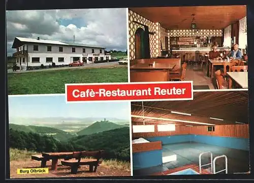 AK Hannebach /Eifel, Gasthaus-Pension Reuter mit Gaststube und Hallenbad