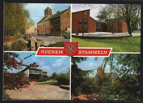 AK Huchem-Stammeln, Schulgebäude, Blick zur Kirche