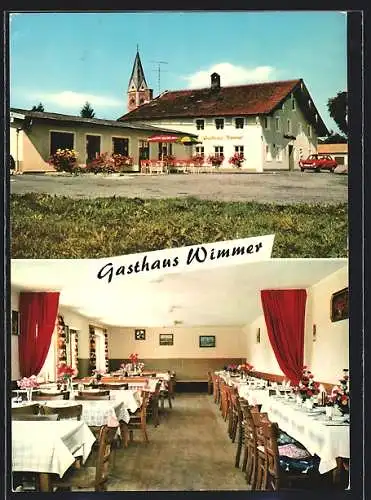 AK Fridolfing /Obb., Das Gasthaus Wimmer mit Innenansicht