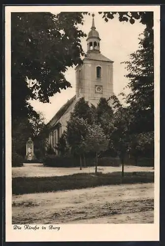 AK Burg / Spreewald, Blick auf die Kirche