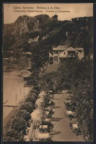 AK Rathen / Elbe, Hotel Elbschlösschen am Fluss