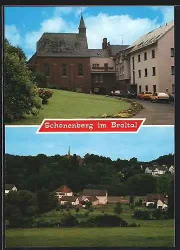 AK Schönenberg im Bröltal, Ortsansicht, Turmgebäude mit Park und Einfahrt