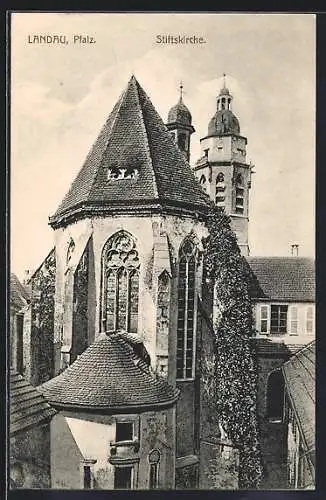 AK Landau /Pfalz, Stiftskirche aus der Vogelschau