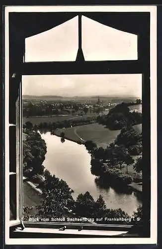 AK Frankenberg / Sachsen, Panoramablick vom Schloss Sachsenburg