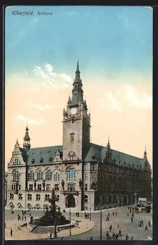 AK Elberfeld, Rathaus mit Denkmal aus der Vogelschau