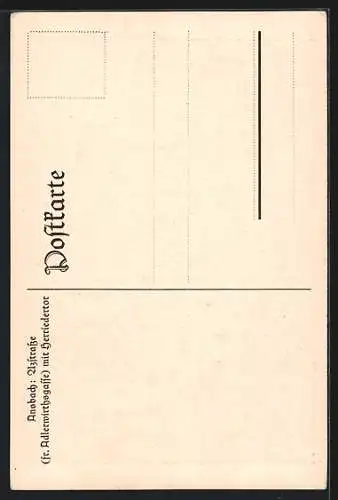 Künstler-AK Ansbach / Bayern, Utzstrasse mit Kirchturm