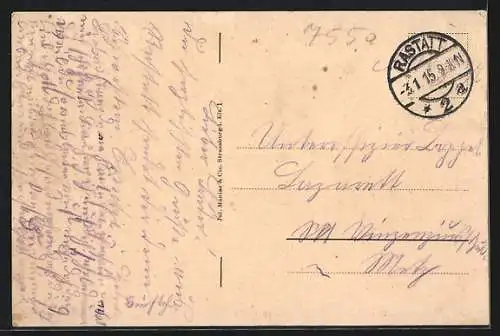 AK Rastatt, Marktplatz mit Heuwagen