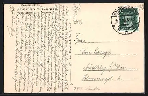 AK Bad Pyrmont, Hotel Pension v. Herzer, Goethestrasse 3