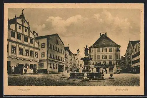 AK Eichstätt, Marktplatz mit Brunnen