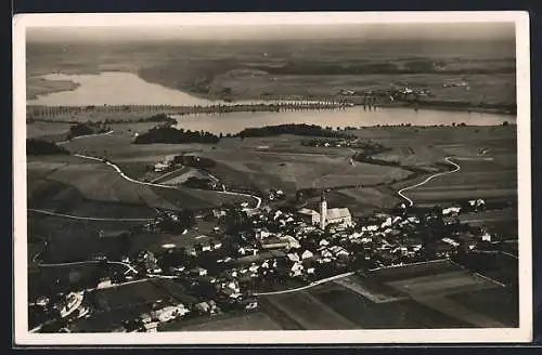 AK Waging am See /Obb., Ort vom Flugzeug aus