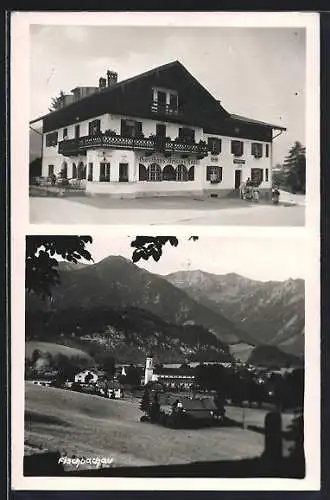 AK Fischbachau, Gasthaus Weisses Rössl und Ortsansicht