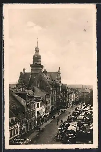 AK Werdau i. Sa., Blick auf den Marktplatz