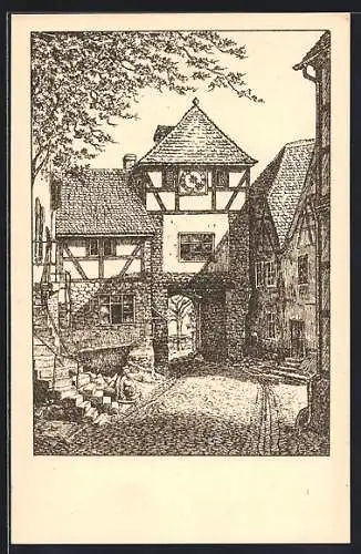 Künstler-AK Dilsberg, Hotel Jugendherberge