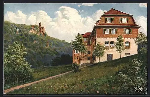 Künstler-AK Traifelberg, Albhotel im Sommer