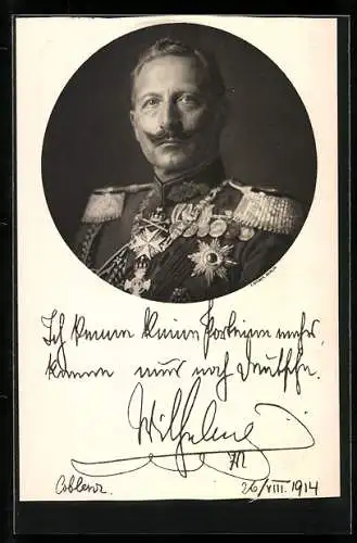 AK Kaiser Wilhelm II. von Preussen in Uniform mit Orden, Ich kenne keine Parteien mehr..., 1914