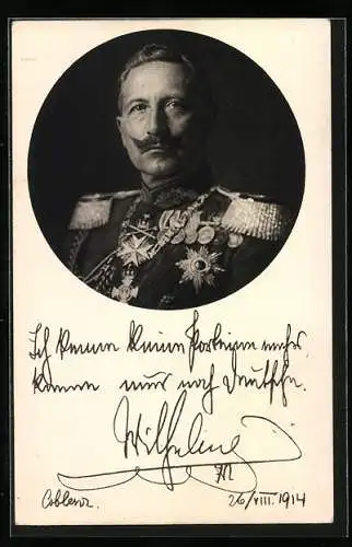 AK Kaiser Wilhelm II. von Preussen in Uniform mit Orden, Ich kenne keine Parteien mehr..., 1914