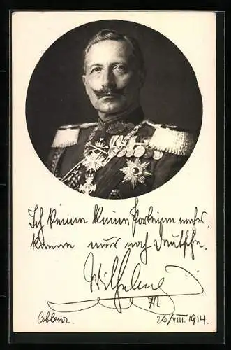 AK Kaiser Wilhelm II. von Preussen in Uniform mit Orden, Ich kenne keine Parteien mehr..., 1914