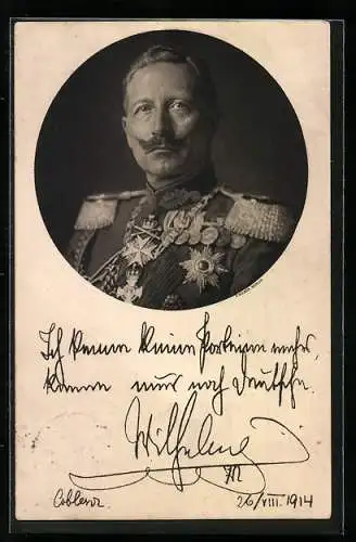 AK Portrait von Kaiser Wilhelm II. in prächtiger Uniform