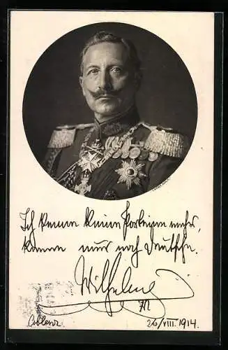 AK Kaiser Wilhelm II. von Preussen in Uniform mit Orden, Ich kenne keine Parteien mehr..., 1914