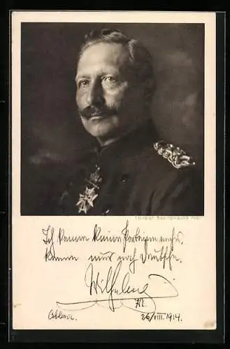 AK Porträt von Kaiser Wilhelm II. in Uniform