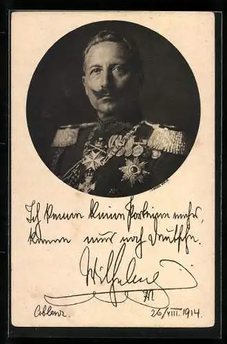 AK Kaiser Wilhelm II. von Preussen in Uniform mit Orden, Ich kenne keine Parteien mehr..., 1914