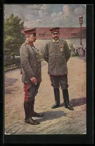 AK Kaiser Wilhelm II. und Hindenburg auf Schloss Posen