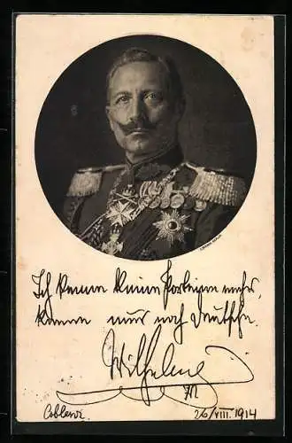 AK Kaiser Wilhelm II. von Preussen in Uniform mit Orden, Ich kenne keine Parteien mehr..., 1914