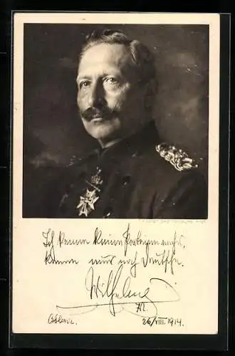 AK Porträt von Kaiser Wilhelm II. in Uniform