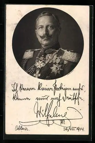 AK Portrait von Kaiser Wilhelm II. in prächtiger Uniform